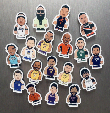 Basketball Star Figure Cartoon Refrigerator Magnet Badge Car Decoration Boyfriend Gift 3D Acrylic Magnetic Sticker Kobe Curry