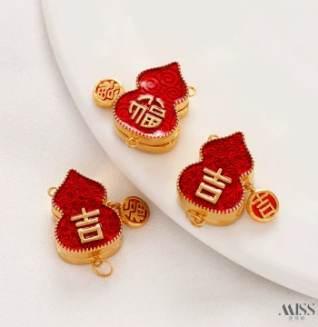18K Matte Gold Color-Preserved Fortune Gourd Magnetic Clasp for DIY Pearl Bracelet and Necklace End Connections