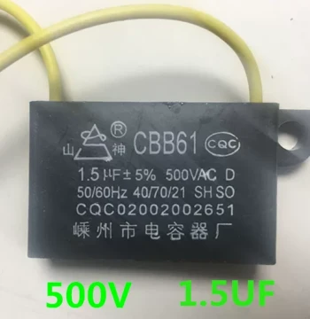 Bathroom Heater Ventilation Fan Capacitor CBB61 1.5UF 500V Start Capacitor for Electric Fans Blowers Ventilators