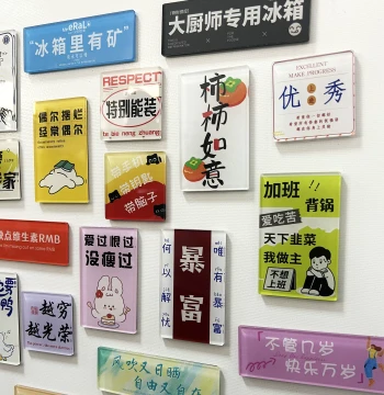 Personalized Creative Cute Character Fridge Magnets Magnetic Stickers Acrylic Blessings Magnetic Decorative Stickers