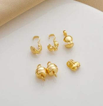 14K Gold-Filled Color-Preserved Hamburger Magnetic Clasp Crimp Cover Shell Heart Clasp Handmade DIY Connector Finish Clasp Accessories