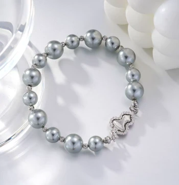 DIY 925 Silver-Plated Pearl Necklace Bracelet End Clasp Sweater Chain Elegant Bucket Gourd Magnetic Clasp Connector Head