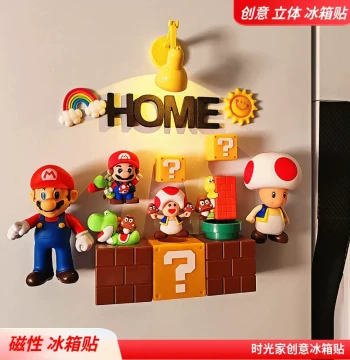 Trendy Toy Mai Men Mario 3D Creative Refrigerator Magnet, Super Mario Pegboard Decor for Entryway