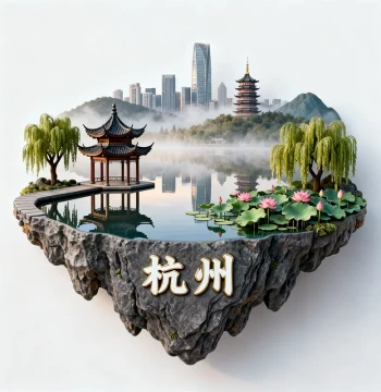 Hangzhou Cultural Creative Fridge Magnet 2025 New 3D Floating Metal Magnetic Sticker West Lake Tourist Souvenir Gift