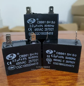 CBB61 Start Capacitor 450V Fan Air Conditioner Outdoor Unit Plug-in 220V 1/1.2/1.5/1.8/2/2.5/3UF