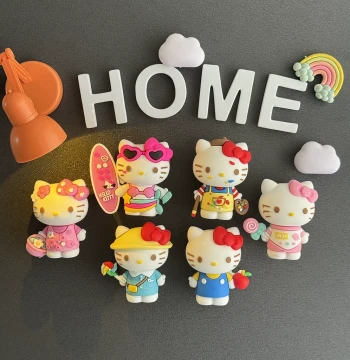 Cute Cartoon KT Cat Refrigerator Magnet Sticker Creative 3D Hello Kitty Entrance Door Pegboard Decorative Magnetic