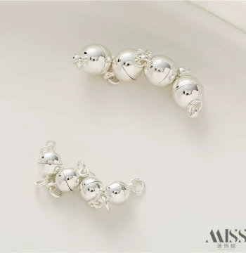 Silver Magnetic Snap Spherical Magnetic Clasp Round Ball Magnet Connector End Clasp DIY Bracelet Necklace Jewelry Accessories