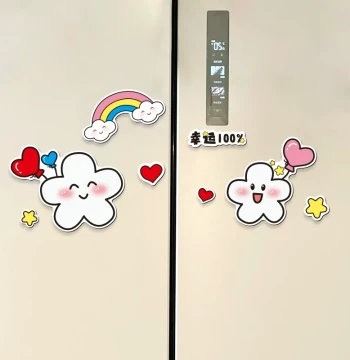 Cute Cartoon Double-Door Fridge Magnet, Internet-Famous Decorative Magnetic Sticker, 3D Magnetic Message Sticker
