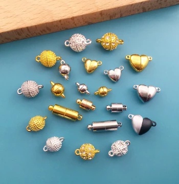 2pcs DIY Handmade Jewelry Accessories - Heart-Shaped Cylindrical Magnetic Clasps for Leather Cord Bracelets and Necklace Connectors