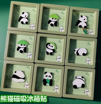 Giant Panda Fridge Magnet Metal Magnetic Creative Chengdu Cultural Creative Souvenir Gift for Foreigners Decorative Magnetic Sticker Gift Box