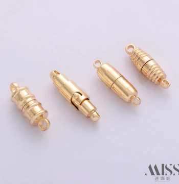 14K Gold-Plated Color-Safe Magnetic Clasp, Anti-Drop Magnet Buckle, Connector for DIY Bracelet and Necklace Accessories