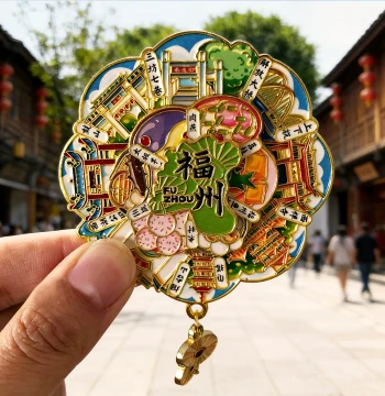[Fuzhou] Metal Cultural Tourism Fridge Magnets Featuring Pingtan Island and Sanfang Qixiang, Creative City Souvenirs