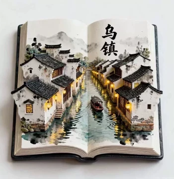 Wuzhen Cultural Creative Refrigerator Magnet 2025 New Metal Relief Magnetic Sticker, Zhejiang Wuzhen Tourism Souvenir Gift