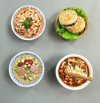 [Xi'an Food Refrigerator Magnets] Shaanxi Liangpi Roujiamo Saozi Noodles City Food Toy Creative Magnet Gift