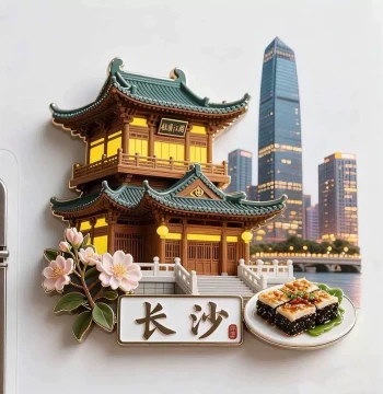 Changsha Cultural Creative Fridge Magnets 2025 New Metal Relief Magnets Changsha Night View Tourist Souvenirs Gifts