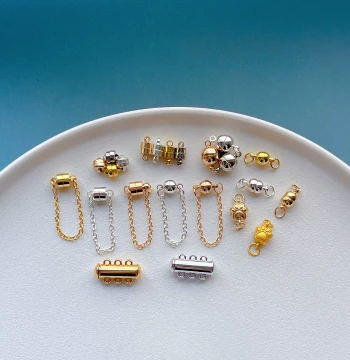 18K Gold-Plated Color-Preserved Accessories Magnet Clasp Bracelet Safety Chain Anti-Loss Chain Connection Magnetic Buckle DIY Beaded Necklace