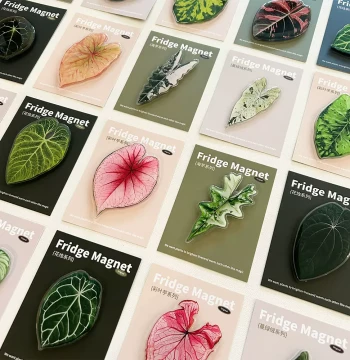 Tropical Plant Refrigerator Magnets, Original Epoxy Resin Staghorn Fern, Caladium, Anthurium Creative Decorative Greenery Magnetic Stickers