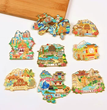 Yunnan Kunming Dali Lijiang Shangri-La Xishuangbanna Wooden City Refrigerator Magnets Tourist Souvenirs