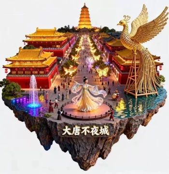 Xi'an Grand Tang Mall Cultural Creative Refrigerator Magnet 2026 New Metal 3D Magnetic Sticker Travel Souvenir Gift