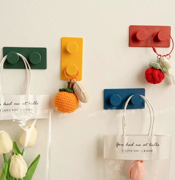 Creative Magnetic Building Block Hooks, Fridge Magnets, No-Drill Side Door Colorful Ins Decorative Magnetic Stickers