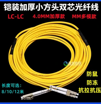 LC-LC Armored Multimode Dual-Core Fiber Optic Cable for Inkjet Printer/UV Machine Small Square Connector Data Cable Beijing Board Connection Wire