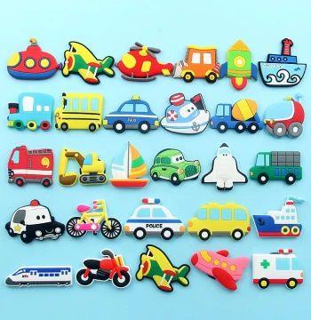 Cute Cartoon Creative Early Education Stickers Soft Rubber Transportation Car Airplane Ship Soft Magnetic Fridge Magnets