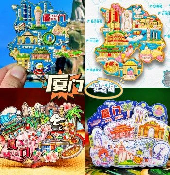 [Xiamen Gulangyu] China Original Travel Metal Fridge Magnet Fujian City Souvenir National Trend Wood Magnetic Sticker