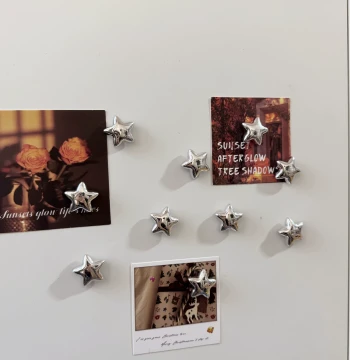 Ins Magnetic Sticker Silver Star Refrigerator Magnet Decoration Magnet Home Decor Pegboard Fix Polaroid Photo