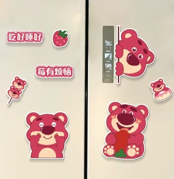 Cute Cartoon Double-Door Refrigerator Magnet Sticker Internet-Famous Decorative Magnetic Note 3D Magnetic Sticker