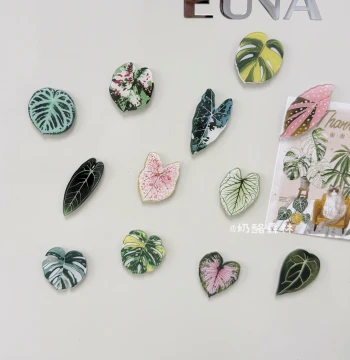 Tropical Plant Refrigerator Magnets: Monstera, Cactus, Begonia Leaf Magnets for Fridge Door Decoration