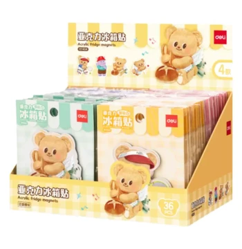 Deli Butter Bear Co-branded Refrigerator Magnet Acrylic Material HD Transparent Bear Premium Healing Style Magnetic Sticker