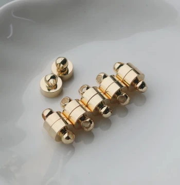 14K Gold Plated Color-Safe DIY Accessories Magnetic Clasp Round Barrel 6mm Bracelet Necklace Color-Safe Magnet Connector One Piece