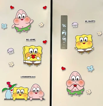 Cute Cartoon Double-Door Refrigerator Magnets, Viral Decorative 3D Magnetic Notes, Reusable Magnetic Stickers