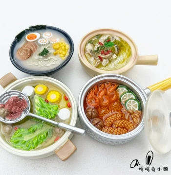 Nuan Nuan Tu Creative Cute Cartoon Food Play Ramen Resin 3D Fridge Magnet Magnetic Sticker Decoration
