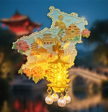 Luoyang Metal Map Palace Lantern Refrigerator Magnet White Horse Temple Longmen Grottoes Tourism Cultural Creative Souvenir Gift