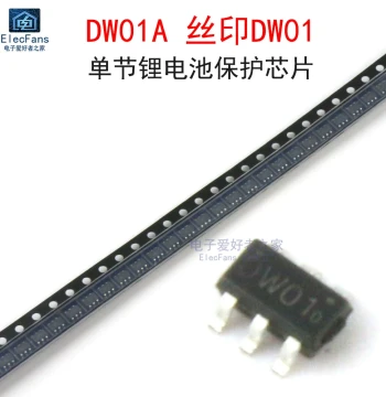 (10pcs) DW01A Marking DW01 Single-Cell Lithium Battery Protection IC Power Chip SMD SOT23-6