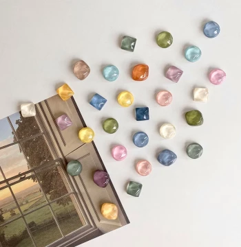 Ins Geometric Water Ripple Refrigerator Magnet Round Colorful Magnetic Sticker Polaroid Photo Whiteboard Message Decorative Magnet