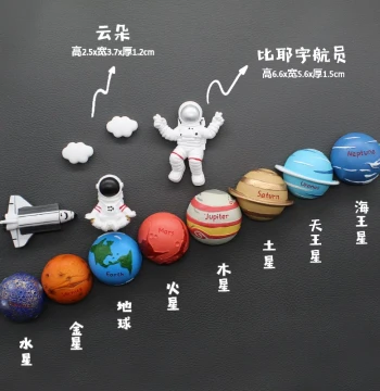Eight Planets Aerospace Refrigerator Magnets, Personalized Creative Magnetic Set, 3D Planet Solar System Magnets