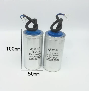 CD60 Motor Start Capacitor 450V 200uF 250uF 300uF 400uF Aluminum Case Single-Phase Motor Capacitor