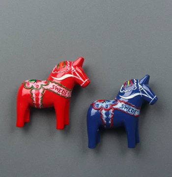 Export Tourism 3D Stereoscopic Creative Swedish Red Horse Resin Fridge Magnet, Home Decoration Message Note