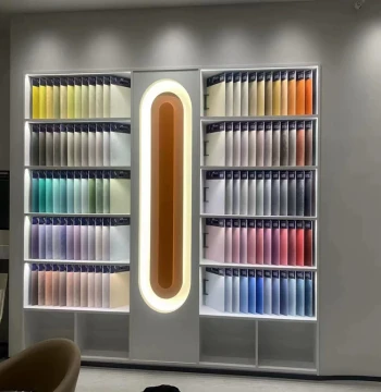 Acrylic Color Sample Display Rack for Cabinet Doors, Stone Samples, Eco-Boards – Slanted Slot Showcase Stand