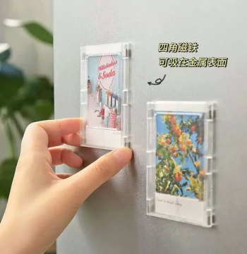 Creative Polaroid Photo Frame Refrigerator Magnet - 3-Inch Instax Style Magnetic Holder for Photos and Cards, Trendy Instagram Aesthetic