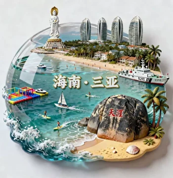 Sanya Beach Cultural Creative Refrigerator Magnet, 2026 New Metal 3D Magnet, Sanya Travel Souvenir Gift