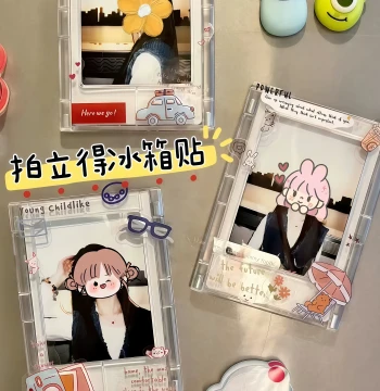 Instax Photo Frame Refrigerator Magnet - Creative Viral Instagram-Style 3-inch Photo Holder with Magnetic Frame