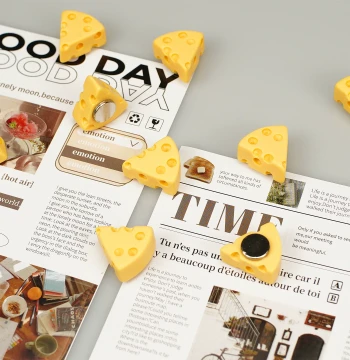 Cute Cheese-Shaped Magnetic Fridge Stickers, Creative Black/White Board Display Magnets for DIY Personalized Decoration