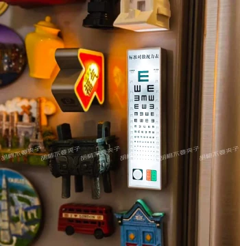 Creative Simulation Mini Miniature Eye Chart Refrigerator Magnet Magnetic Sticker LED Light-up with Lights Magnetic Pegboard Decoration