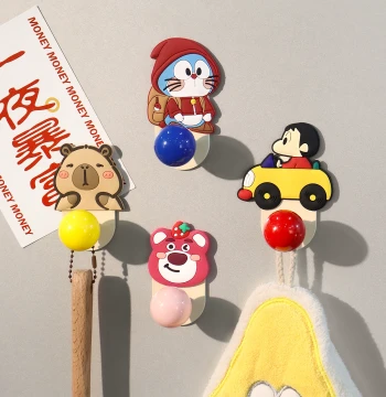 Cute Cartoon Magnet Magnetic Sticker Storage Magnetic Hook Refrigerator Magnet Strong Entrance Door Iron Hook Hanging Object Hook Decoration