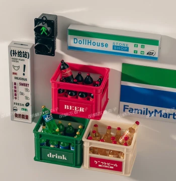 Supply Station Supermarket Drink Light Sign Refrigerator Magnet Simulation Mini Tray Turnover Box Magnetic Pegboard Decoration