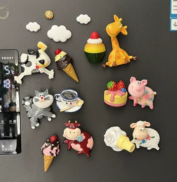 Korean Ins Cute Animal Spring Cat Dog Bobbing Head Refrigerator Magnet Sticker Cartoon Creative Magnetic Decorative Magnet
