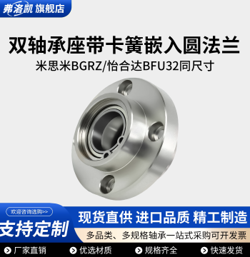 Embedded Round Flange Double Bearing Housing Nickel-Plated with Snap Ring Assembly Pillow Block Bearing Fixed Seat BGRZ BFU32